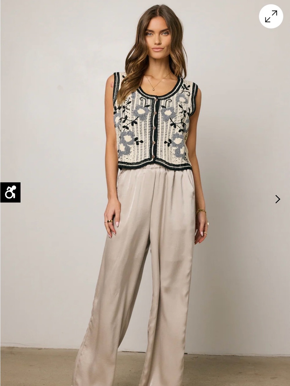 bohme Cream Wide Leg Satin Pants